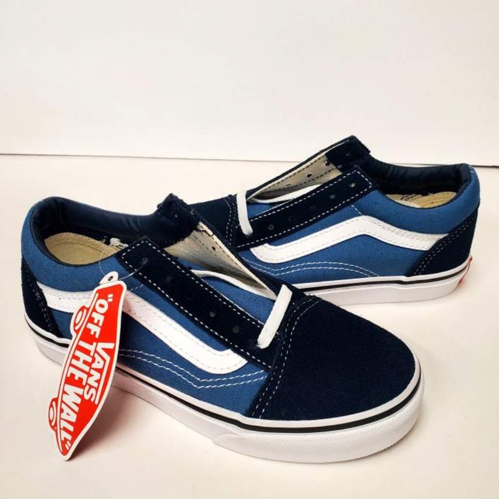Vans Kids Old Skool Shoes, Navy/True White - Little Kid Size 11.5 - New